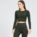 MP Women's Shape Seamless Ultra Long Sleeve Crop Top - Vine Leaf - S