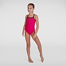 Girl's Digital Plastisol Placement Thinstrap Swimsuit Black