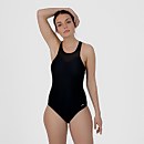 Hexagonal Mesh Panel Swimsuit Black
