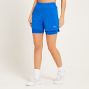 Pantaloncini sportivi 2 in 1 MP da donna - Azzurro intenso - XXS