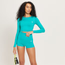 Crop top a maniche lunghe MP Shape Seamless da donna - Lagoon - XS