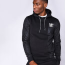 Men's Eclipse Cut And Sew Mixed Fabric Pullover Hoodie - Black