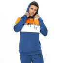 Men's Cut And Sew Colour Block Poly Track Top With Hood Blue/White/Orange