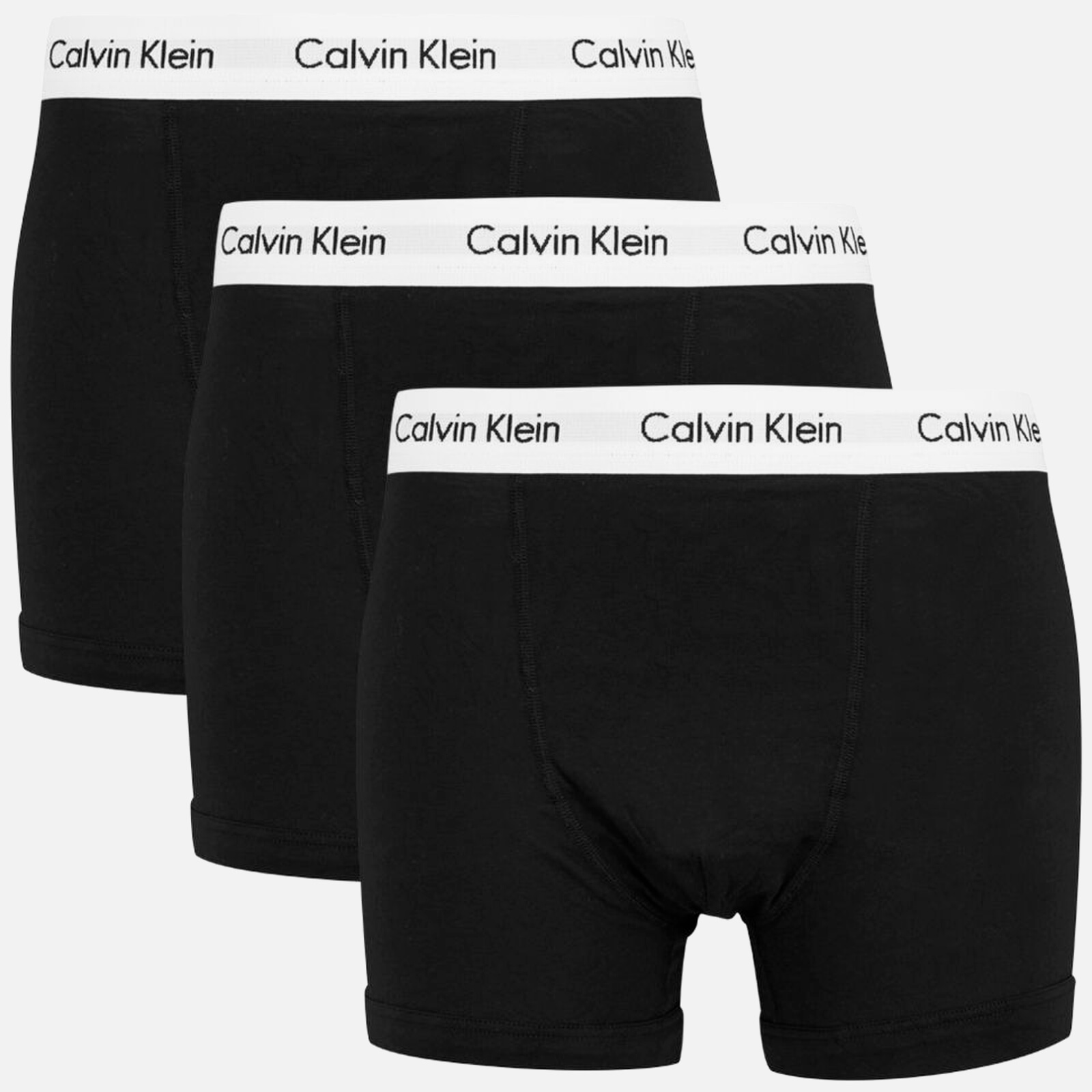 Calvin Klein Men's Cotton Stretch 3-Pack Trunks - Black - L