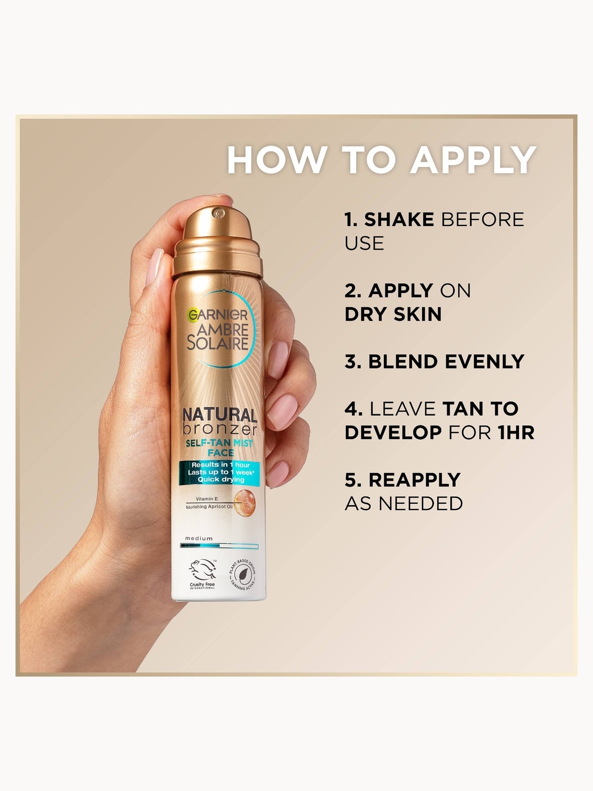 Ambre Solaire Natural Bronzer Quick Drying Dark Self Tan Face Mist 75ml 4