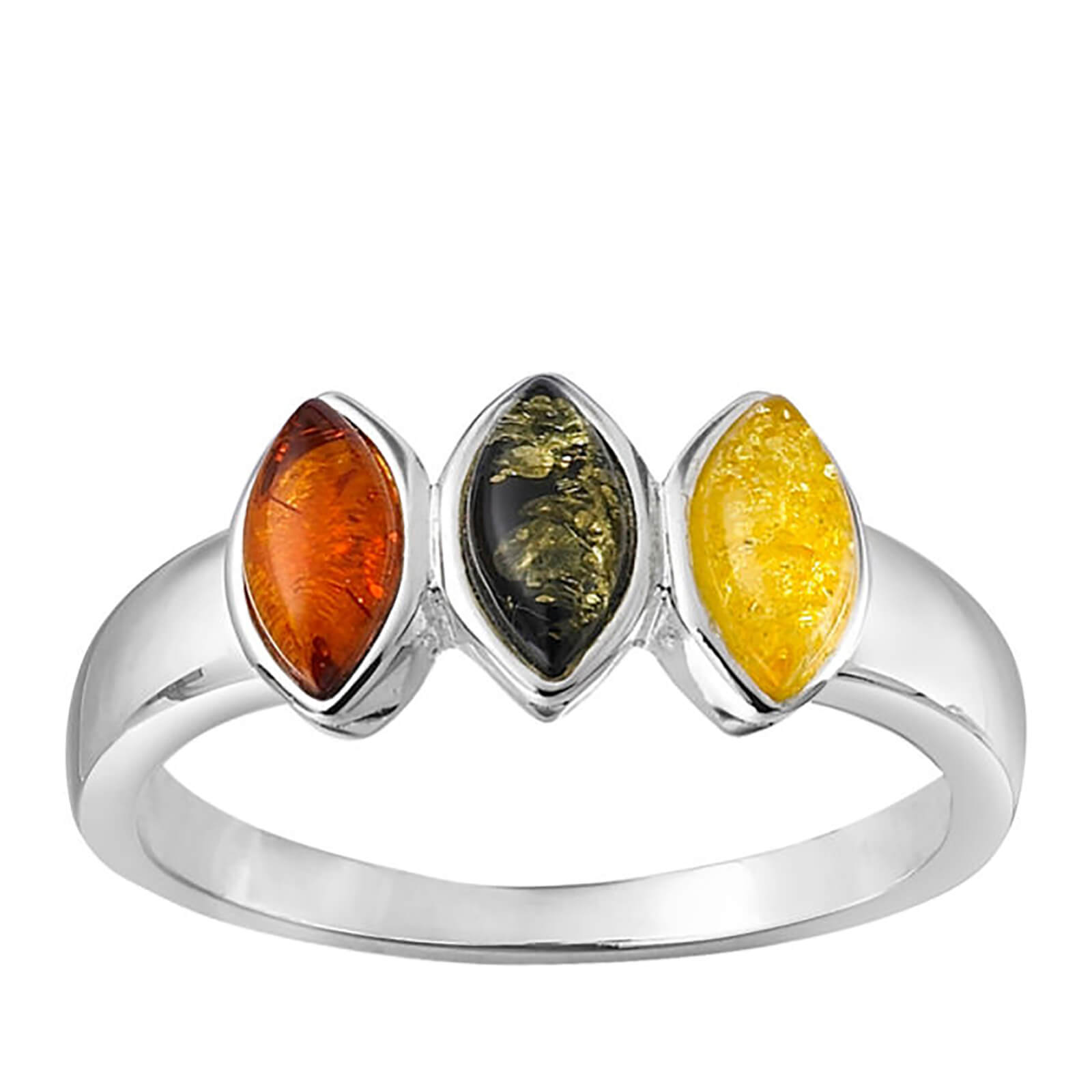 Triple Colour Amber Oval Stone  Ring - J