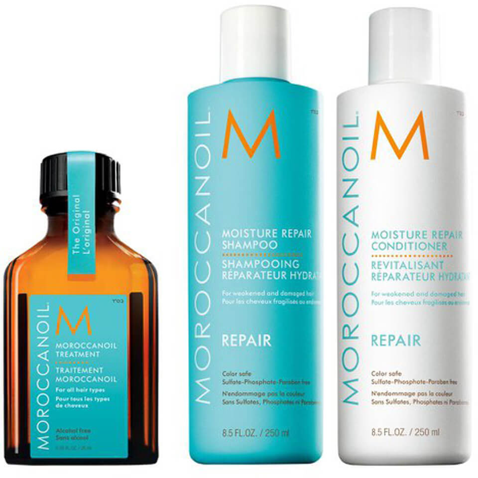 Moroccanoil Moisture Repair Shampoo, Conditioner and Treatment Trio lookfantastic.com imagine