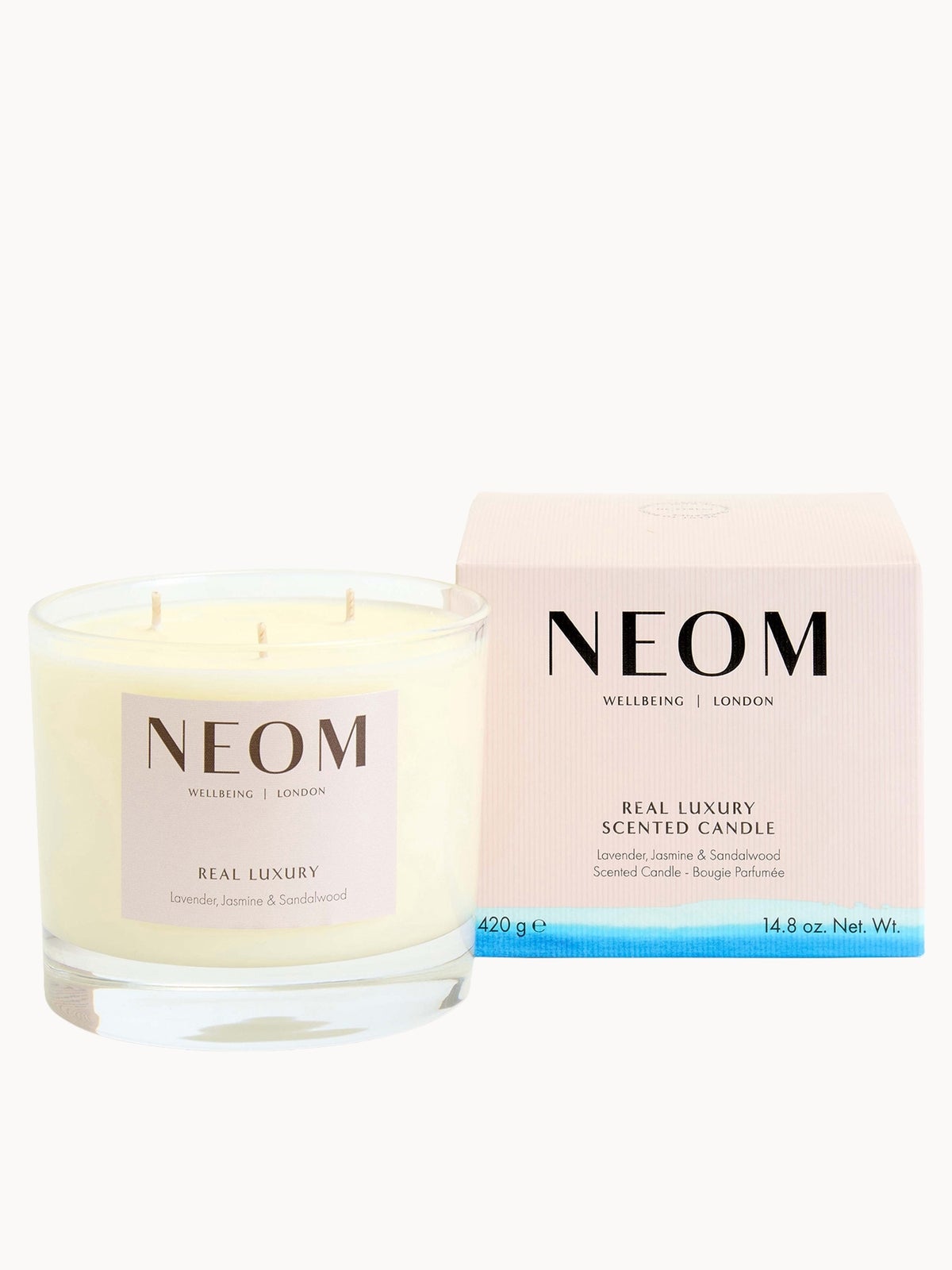 NEOM Wellbeing Real Luxury De-Stress Scented 3 Wick Candle