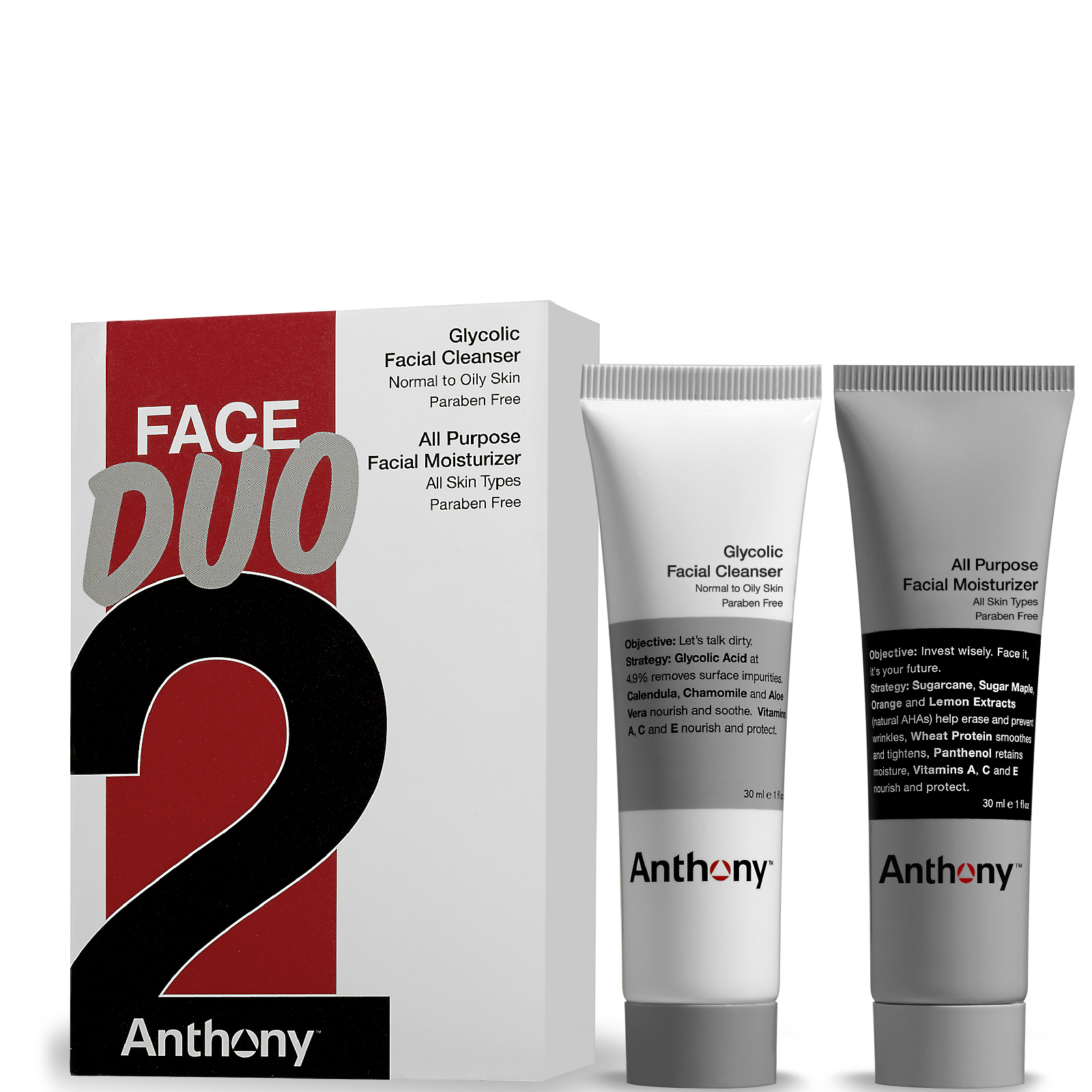 AnthonyAnthony Anthony Face Duo (Glycolic Facial Cleanser and All Purpose Facial Moisturizer 