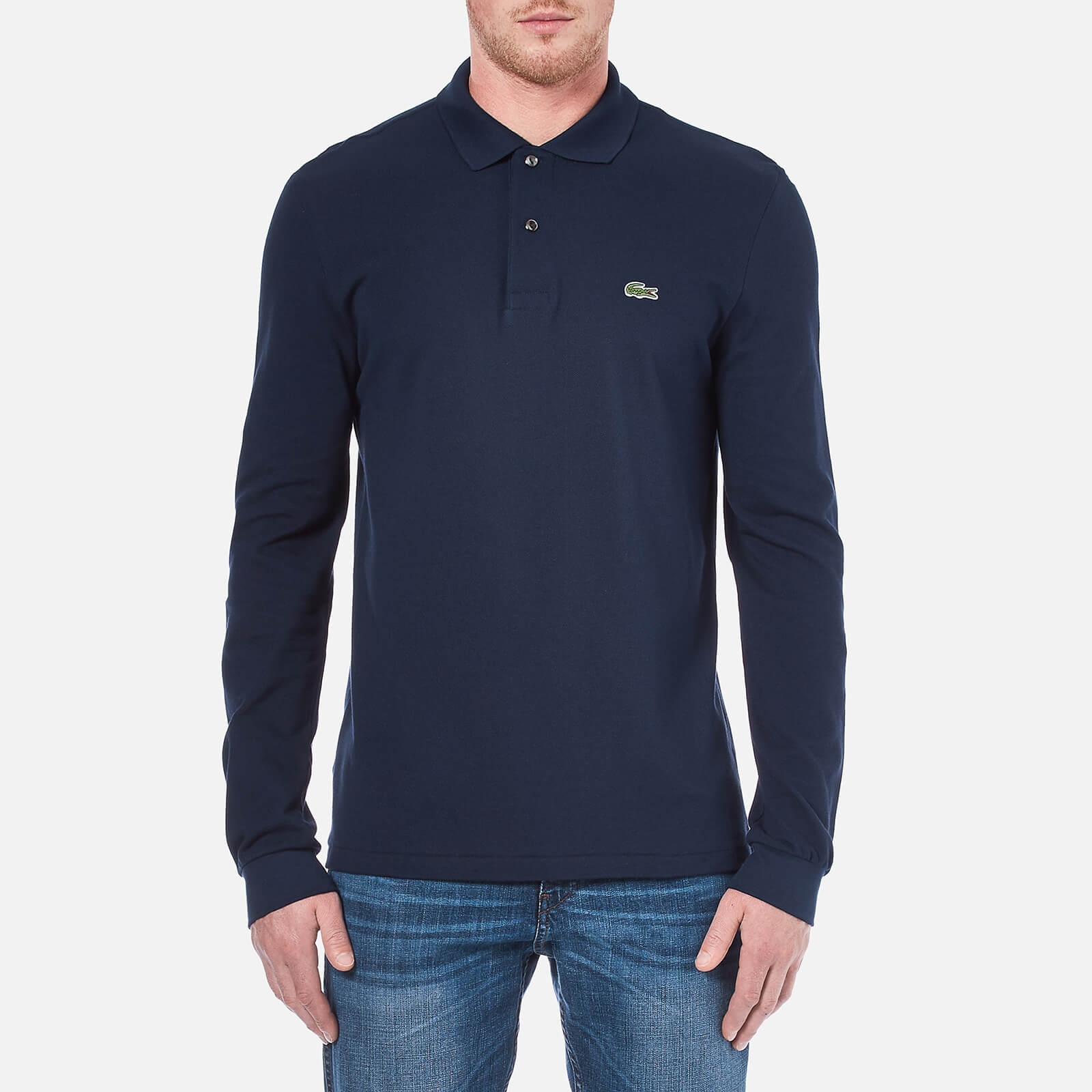 Lacoste Men's Classic Long Sleeve Polo Shirt - Navy Blue - 6/XL - Blue