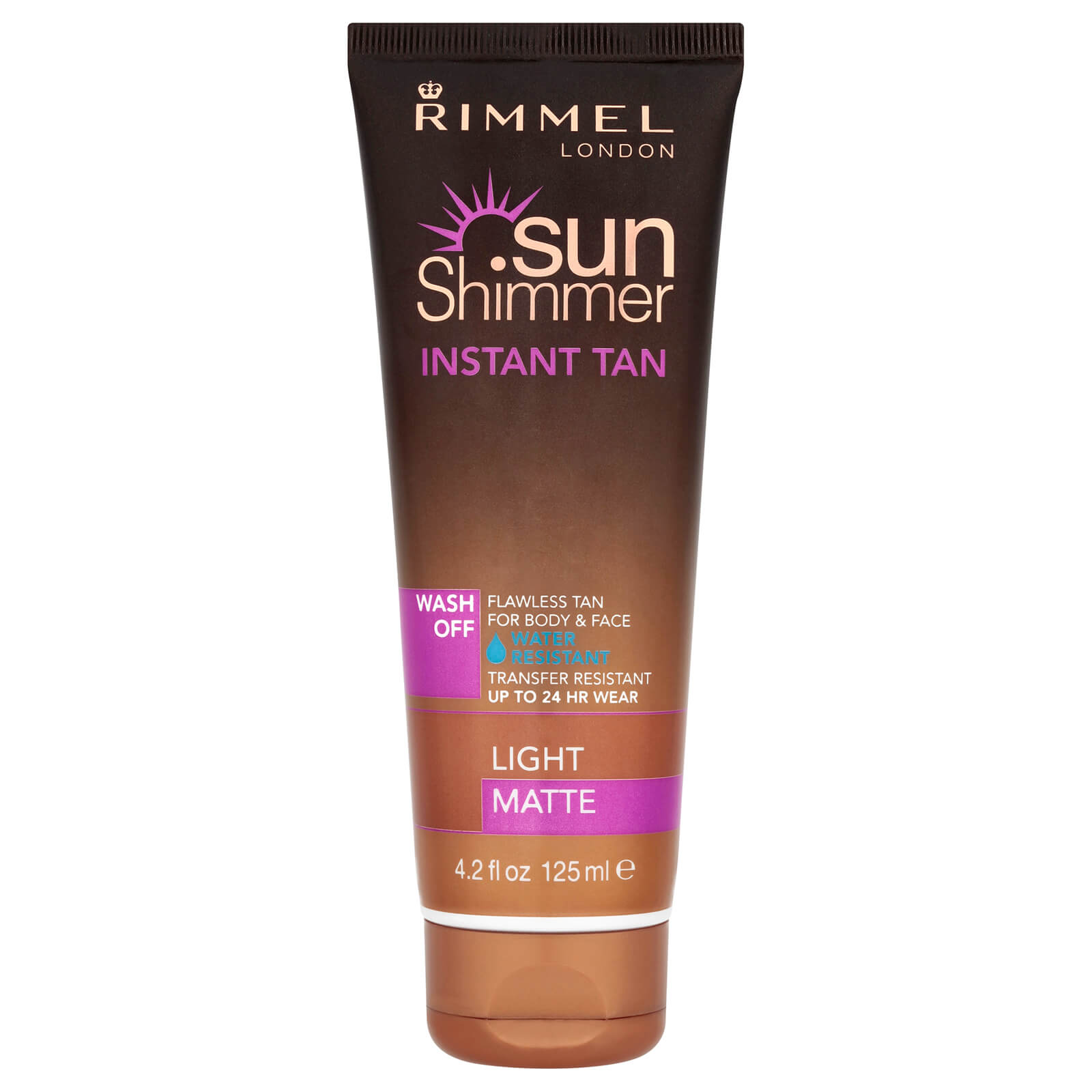 Rimmel Sunshimmer Water Resistant Wash Off Instant Tan - Matte (125ml) - 2 Light Matte