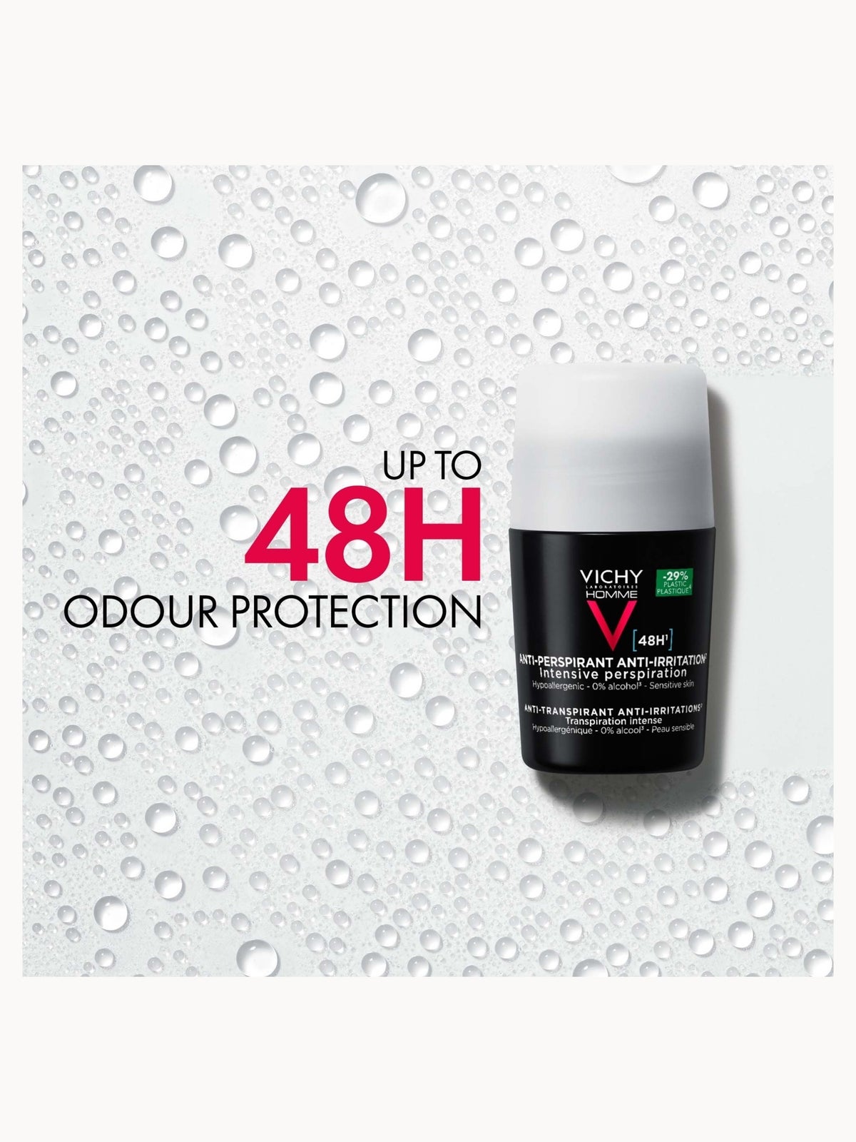 VICHY Homme Men's Deodorant Extreme-Control Anti-Perspirant Roll-On Sensitive Skin 50ml 3
