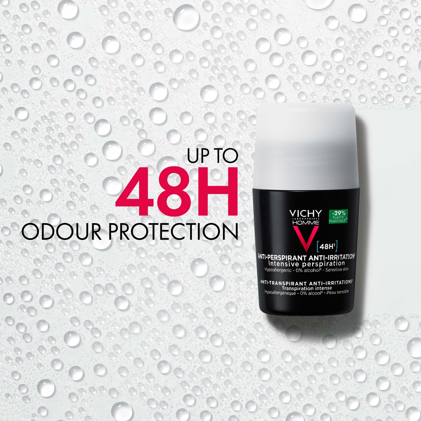 Thumbnail - Vichy Homme Men's Deodorant Extreme-Control Anti-Perspirant Roll-On Sensitive Skin 50 ml