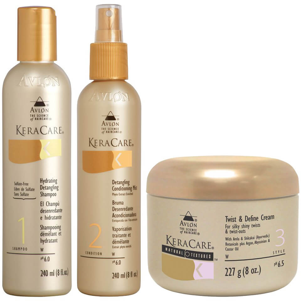 Keracare Detangling Shampoo And Conditioner Duo With Natural Textures Twist And Define Cream In White