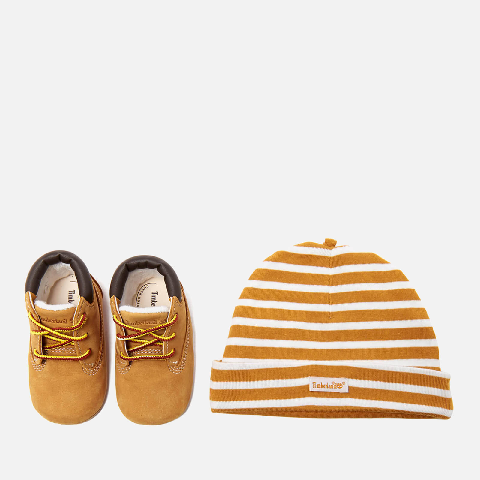 Image of Timberland Babies' Crib Bootie with Hat Gift Set - Wheat - UK 0.5 Baby