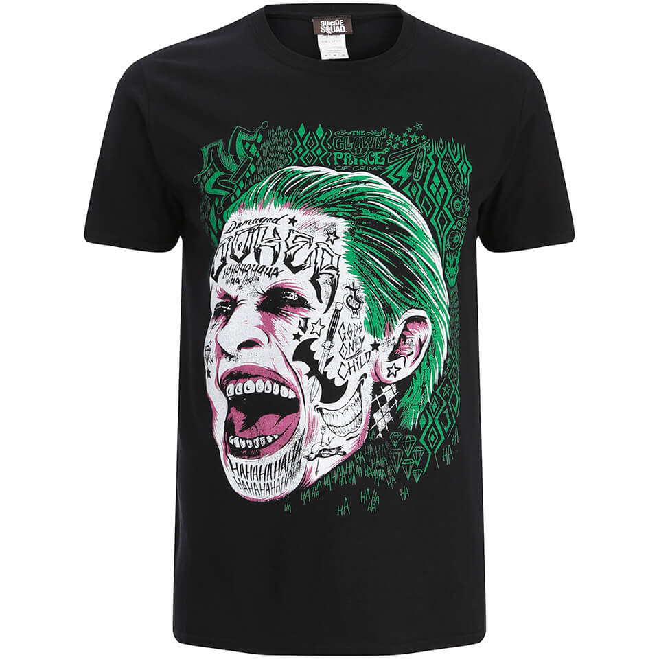 DC Comics Men's Suicide Squad Joker Head T-Shirt - Black - L