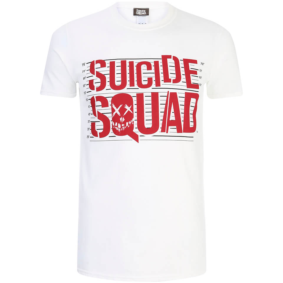 DC Comics Men's Suicide Squad Line Up Logo T-Shirt - White - XXL