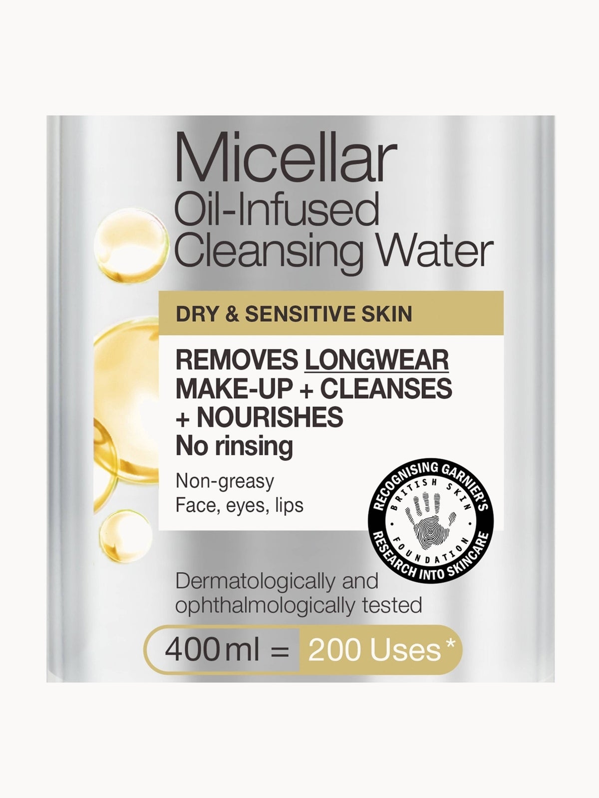 Garnier Micellar Water Oil Infused Facial Cleanser and Makeup Remover 400ml 2