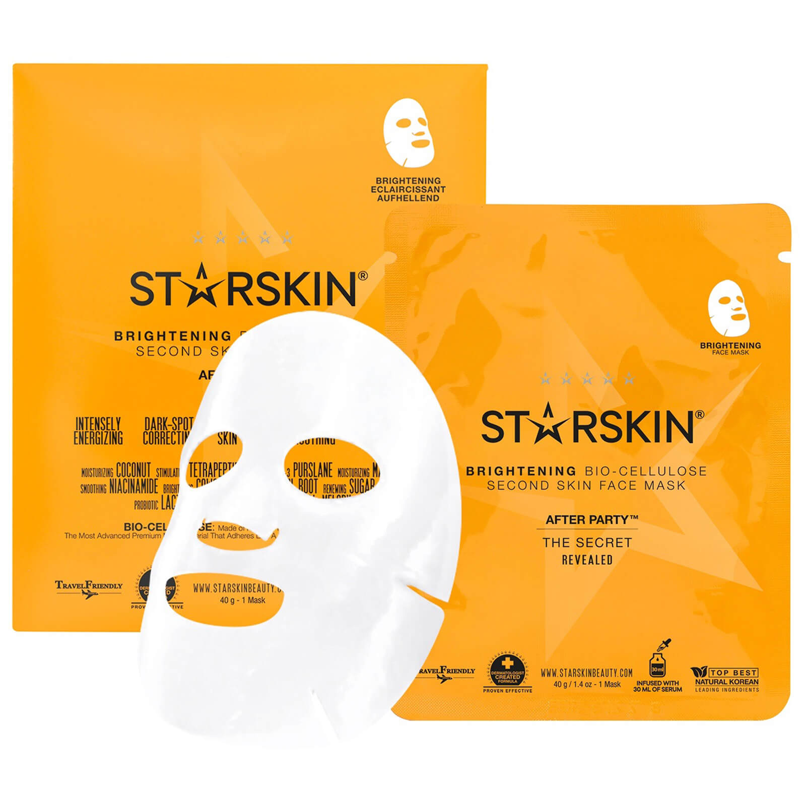 Starskin After Party Brightening Bio-cellulose Second Skin Face Mask