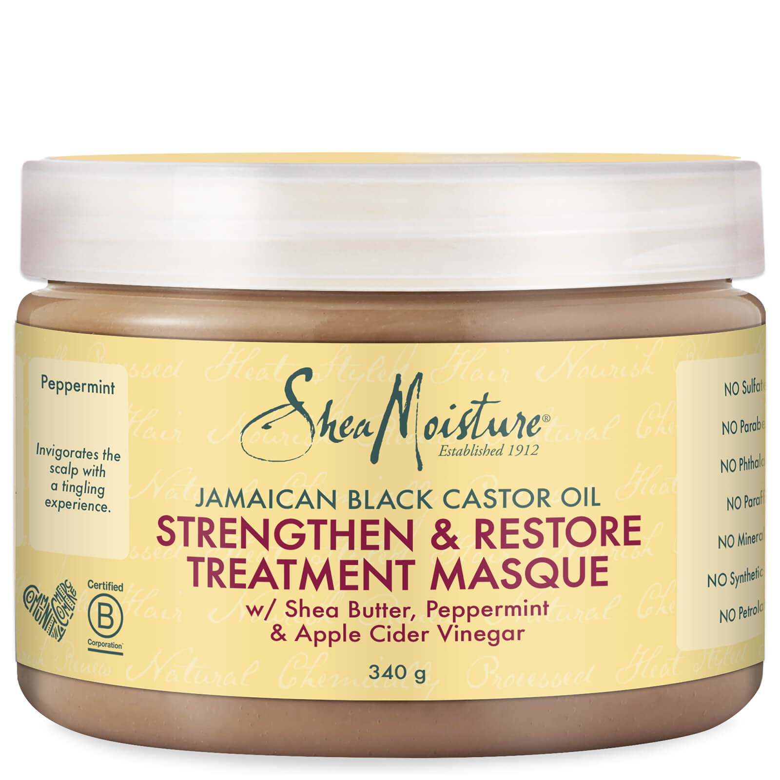 Shea Moisture trattamento in maschera rinforzante e riparatrice all'olio di ricino nero giamaicano 340 g