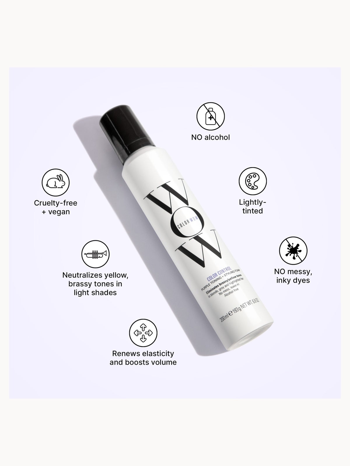 Color Wow Color Control Purple Toning + Styling Foam 200ml 4