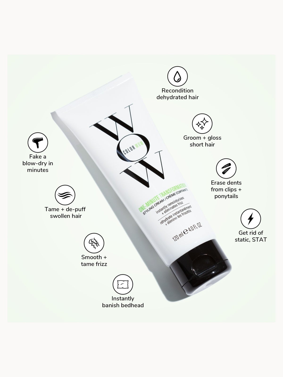 Color Wow One Minute Transformation Styling Cream. Instant Frizz Fix, Smooths, Tames and De-Frizzes 120ml 4