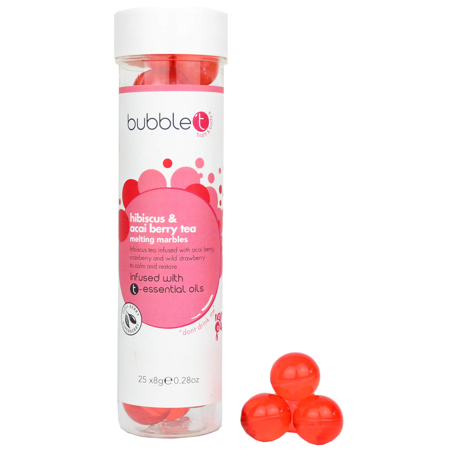 

Bubble T Bath & Body - Bath Pearls 25 x 4g (Hibiscus & Acai Berry Tea)