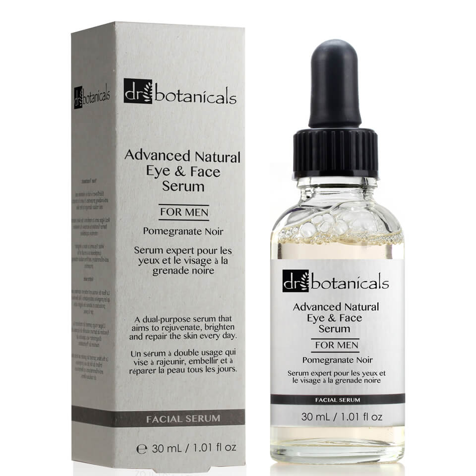 

Улучшенная сыворотка Pomegranate Noir для кожи глаз и лица Dr Botanicals (для мужчин), 30мл