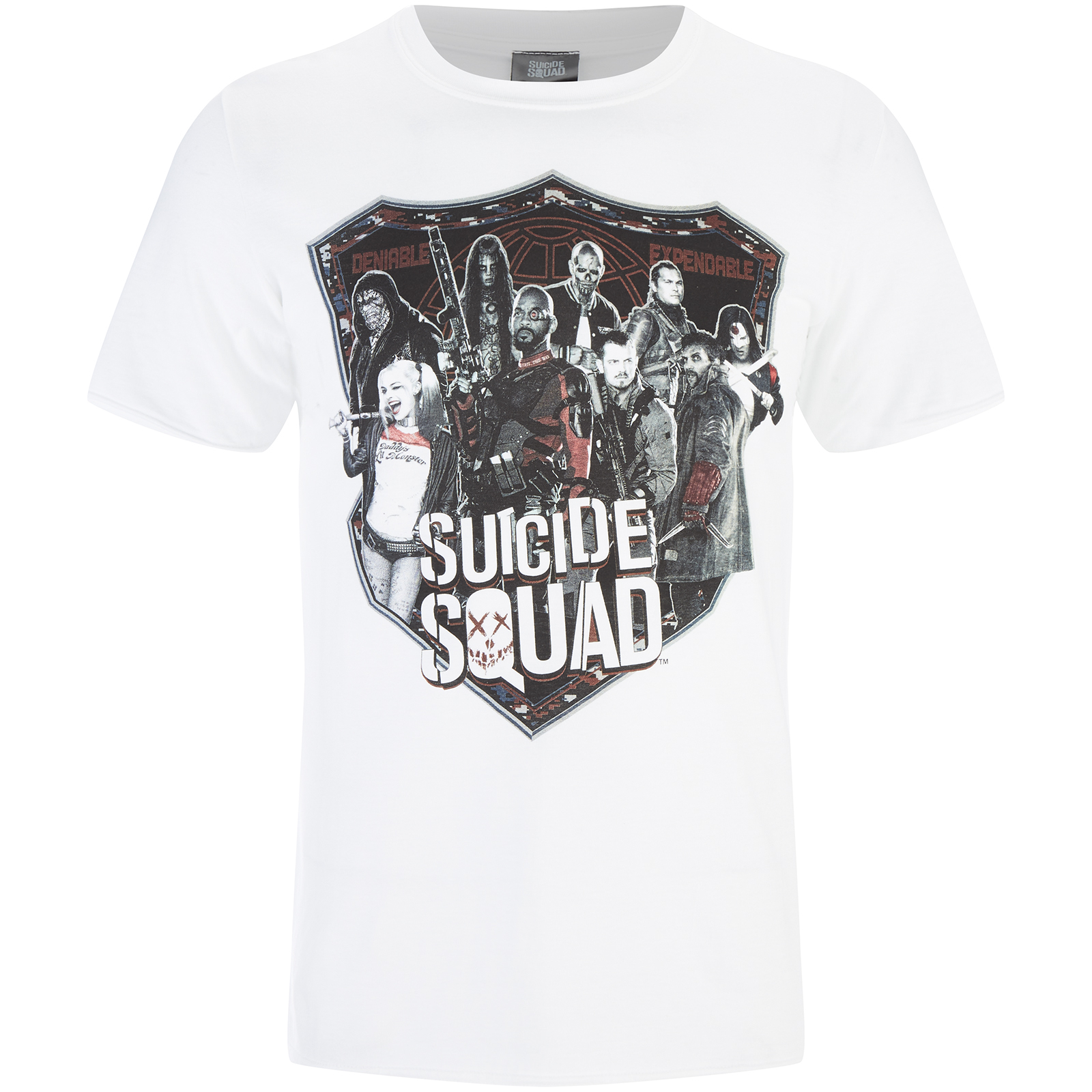 DC Comics Men's Suicide Squad Sheild T-Shirt - White - M