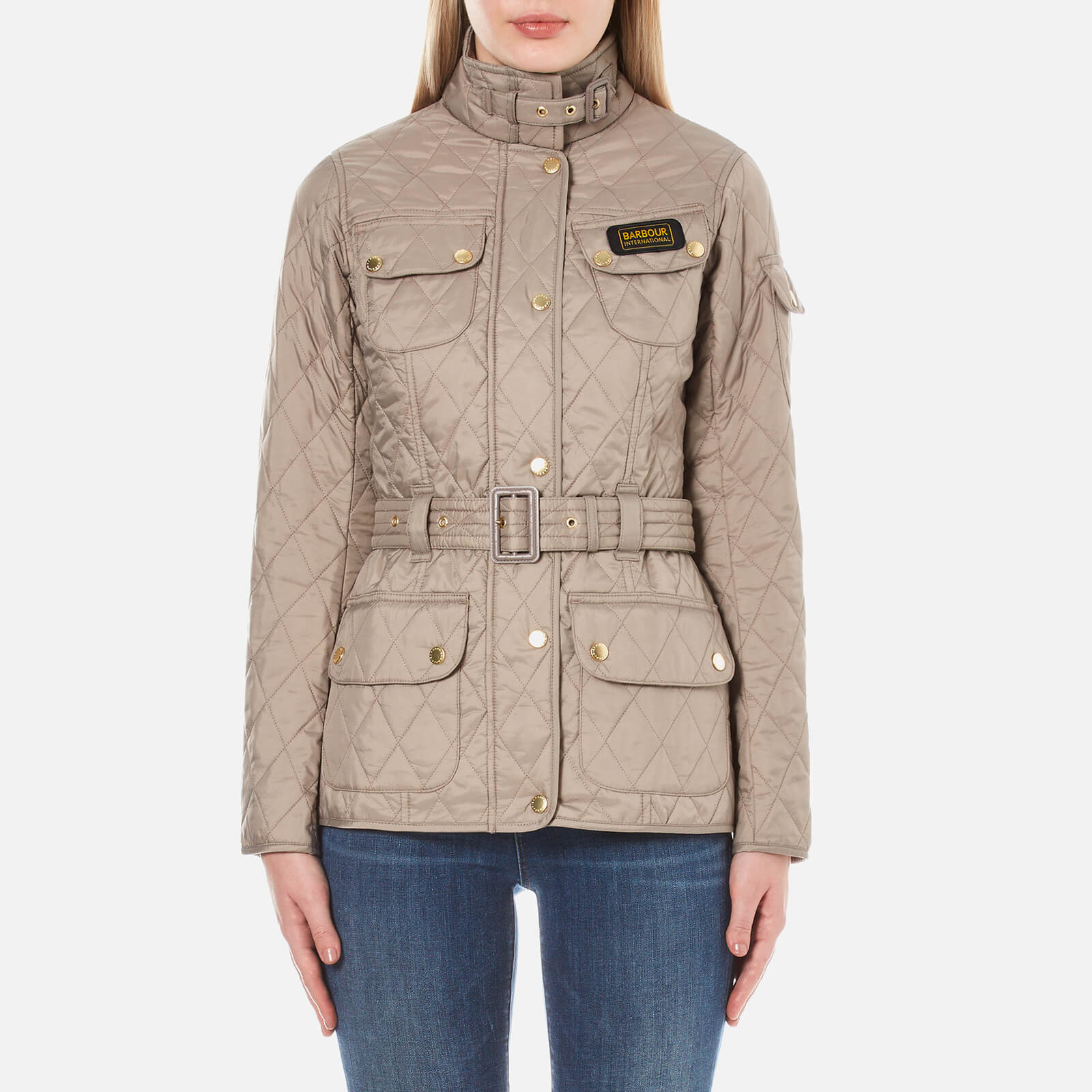 Barbour International Women's Quilt Jacket - Taupe Pearl - UK 8 - Cream