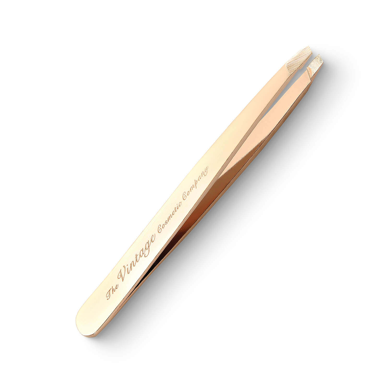 The Vintage Cosmetic Company Slanted Tweezers - Rose Gold (Beauty Box)