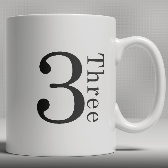 Alphabet Ceramic Mug - Number 3