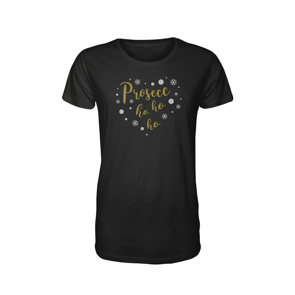 Prosecc Ho Ho Ho Xmas T-Shirt - S - Black