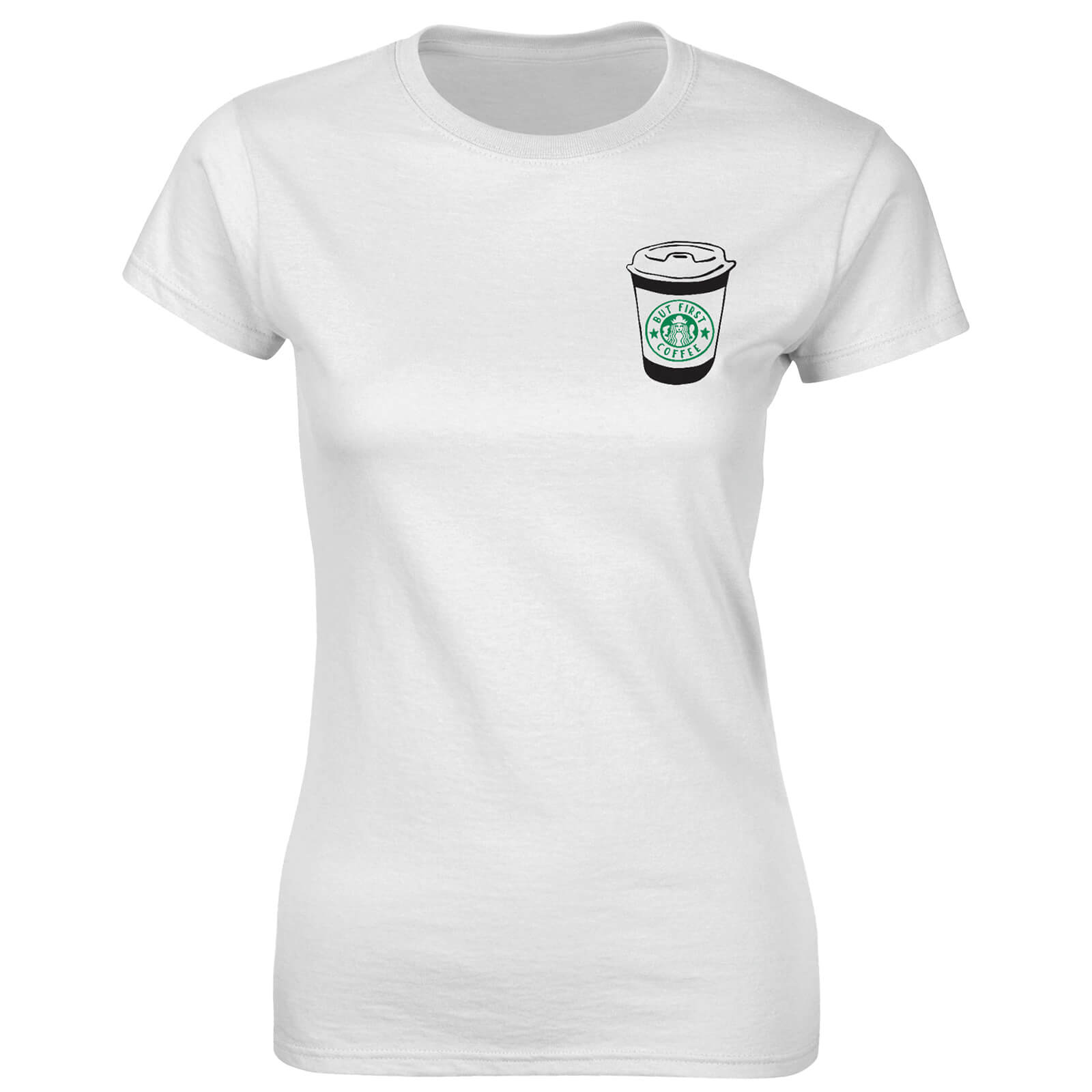 Fitness Women's But First Coffee Badge Print T-Shirt - White - S - White