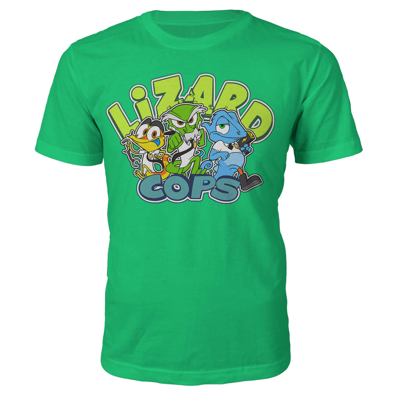 Lizard Cops T Shirt Kids Xl 12 13 Years Green