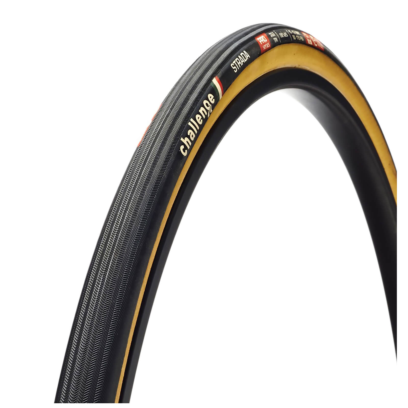 Challenge Strada Tubular Road Tyre - 700c x 25mm - Black/Tan