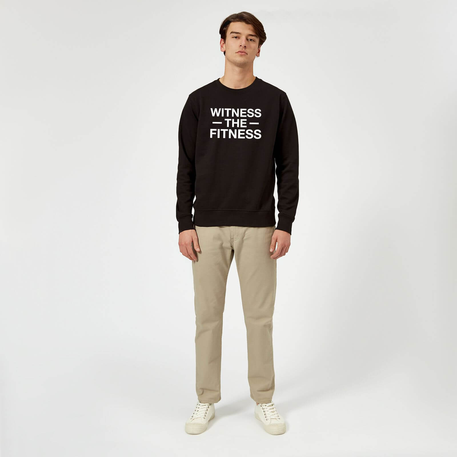 The Slogan Collection Witness The Fitness Slogan Sweatshirt - Black - S - Black | adult