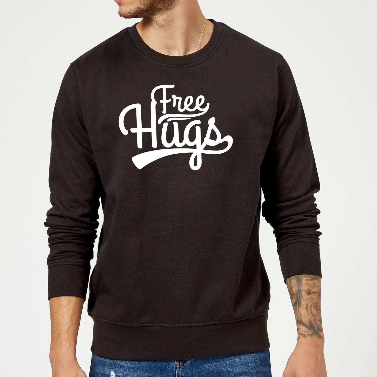 Free Hugs Slogan Sweatshirt - Black - S - Black