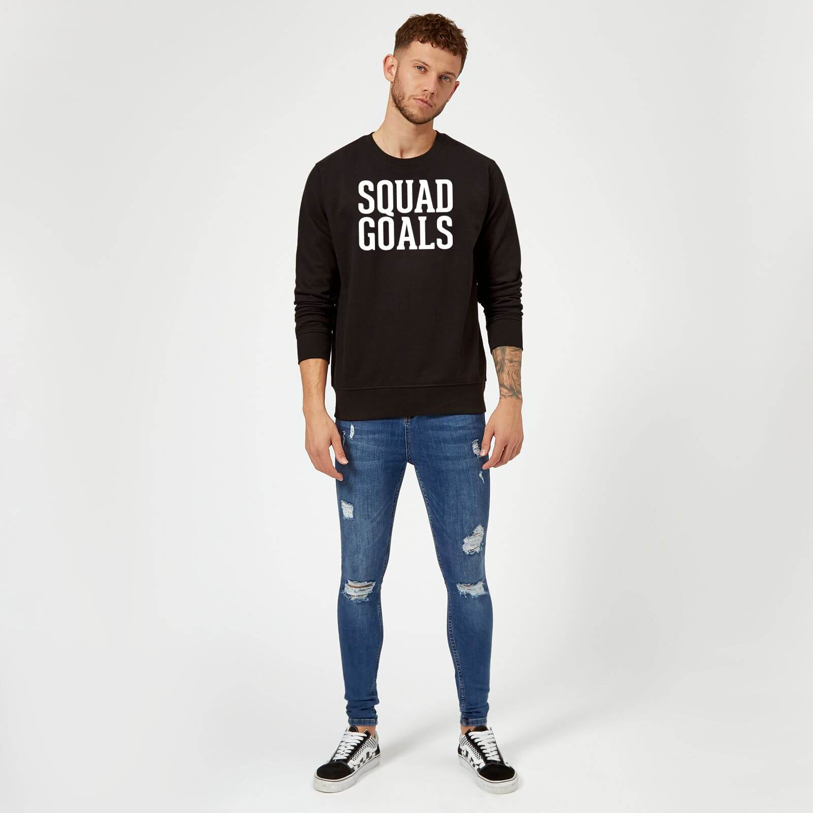 The Slogan Collection Squad Goals Slogan Sweatshirt - Black - XXL - Black | adult