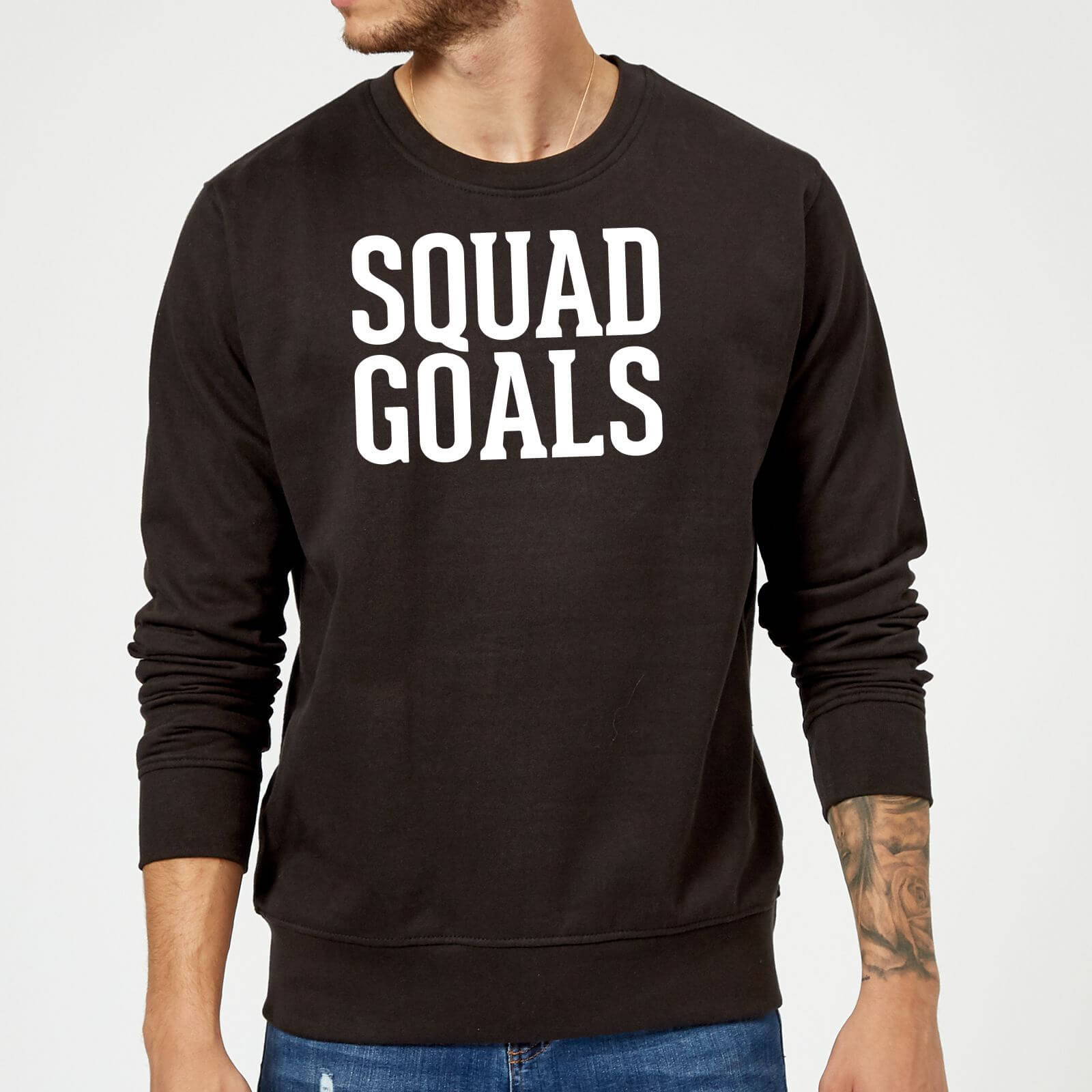 Squad Goals Slogan Sweatshirt - Black - S - Black