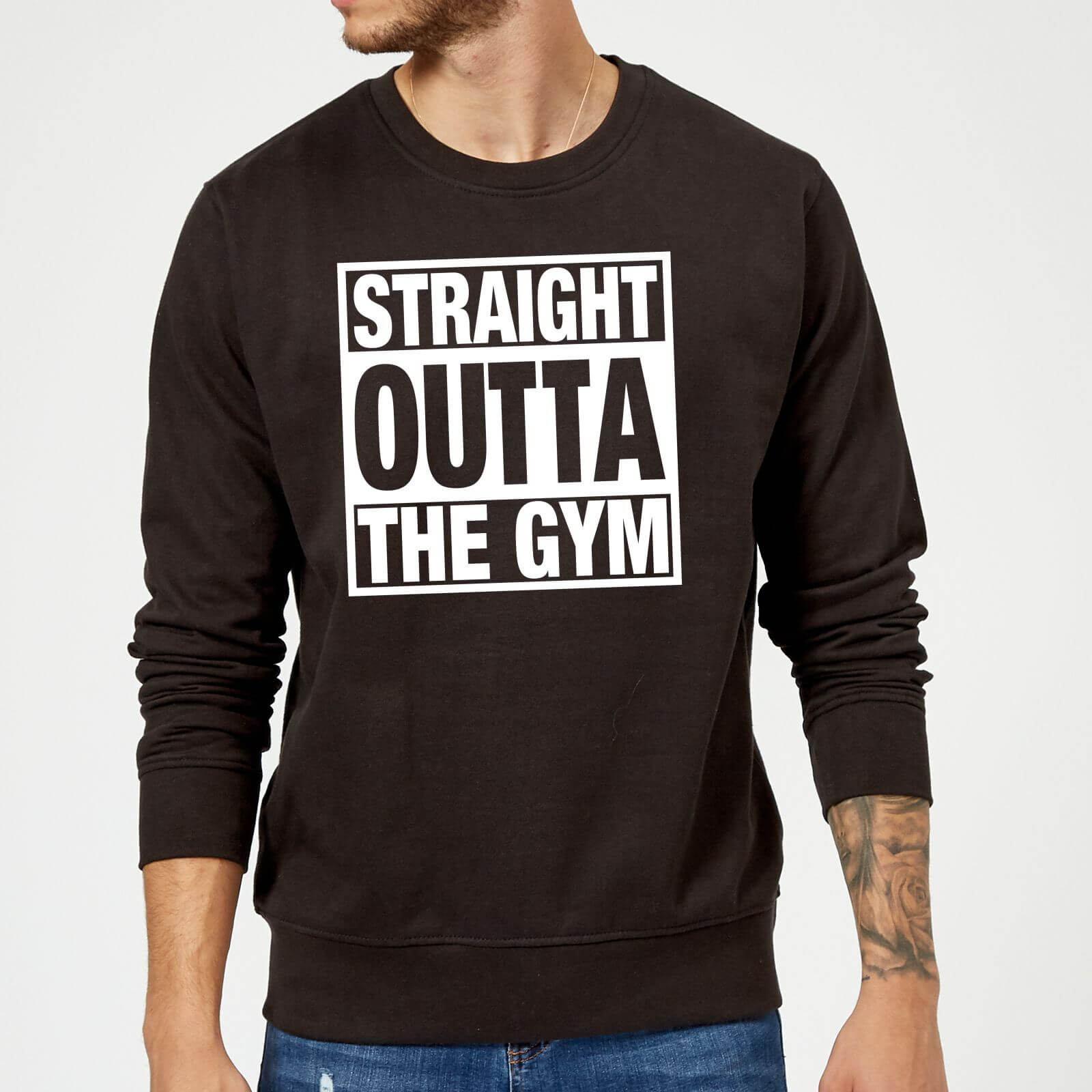 Straight Outta The Gym Slogan Sweatshirt - Black - S - Black