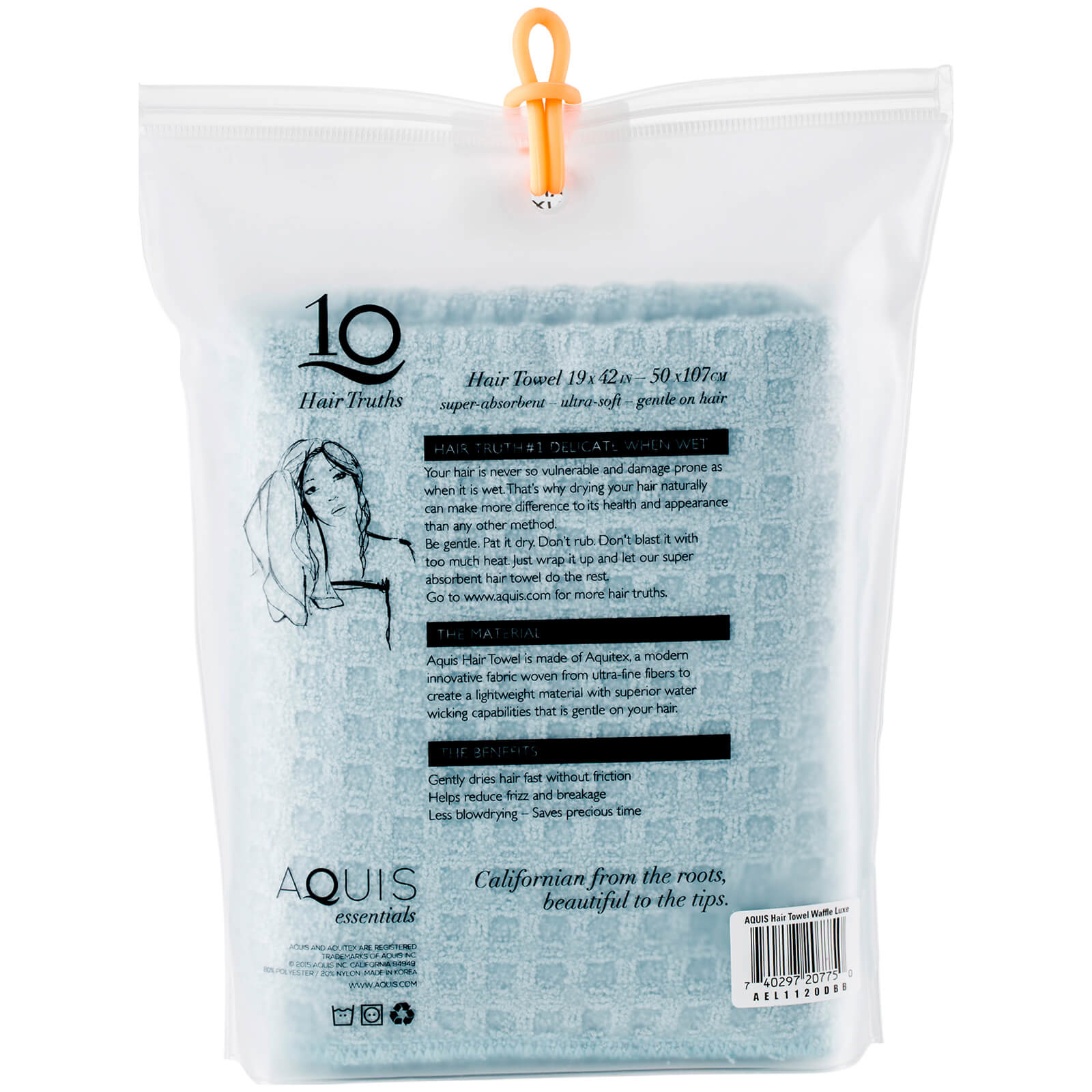 Aquis Hair Towel Waffle Luxe Dream Boat Haircare, Blue