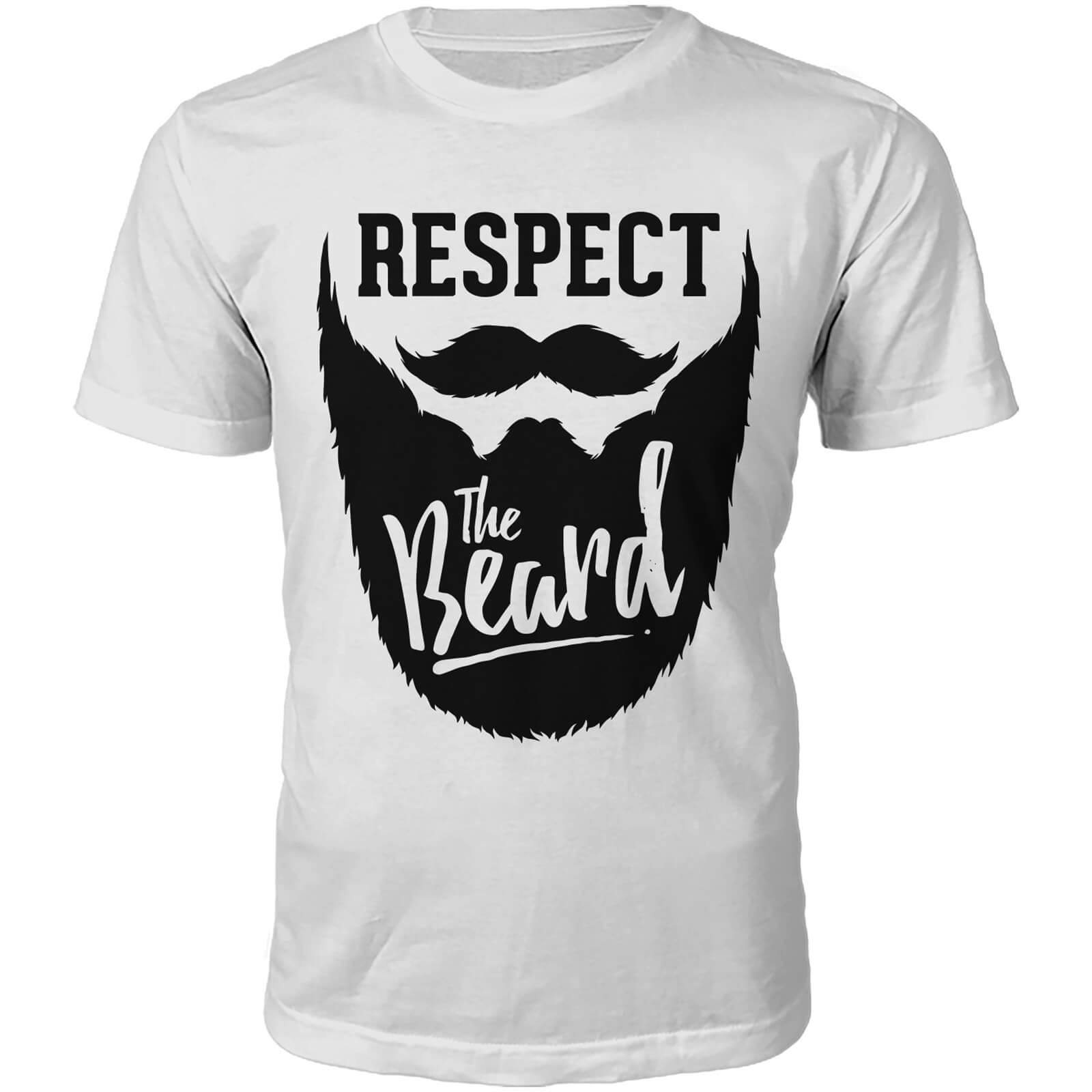Respect The Beard Slogan T-Shirt - White - S - White