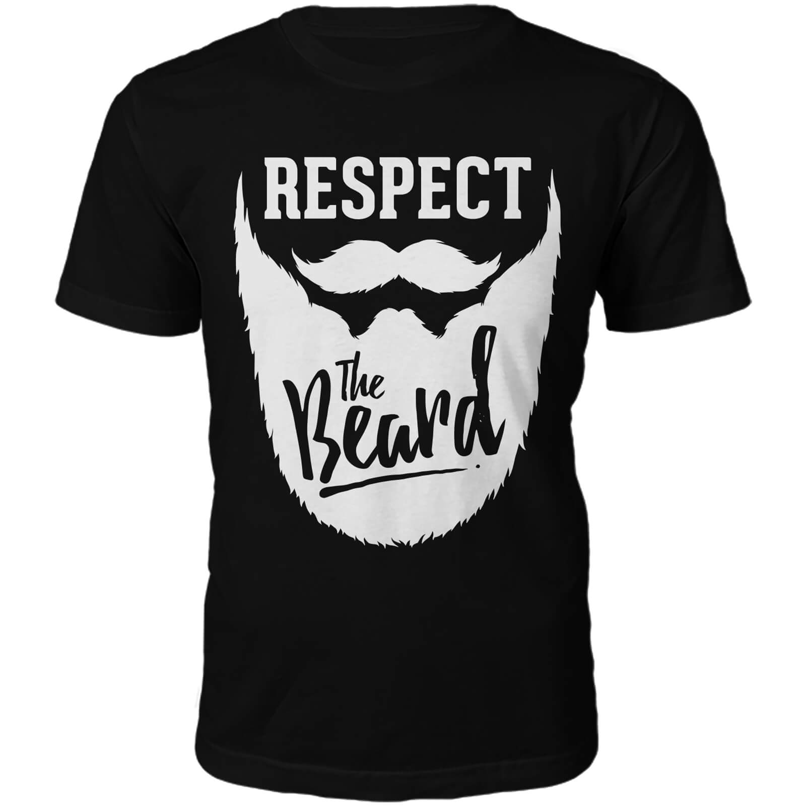Respect The Beard Slogan T-Shirt - Black - S