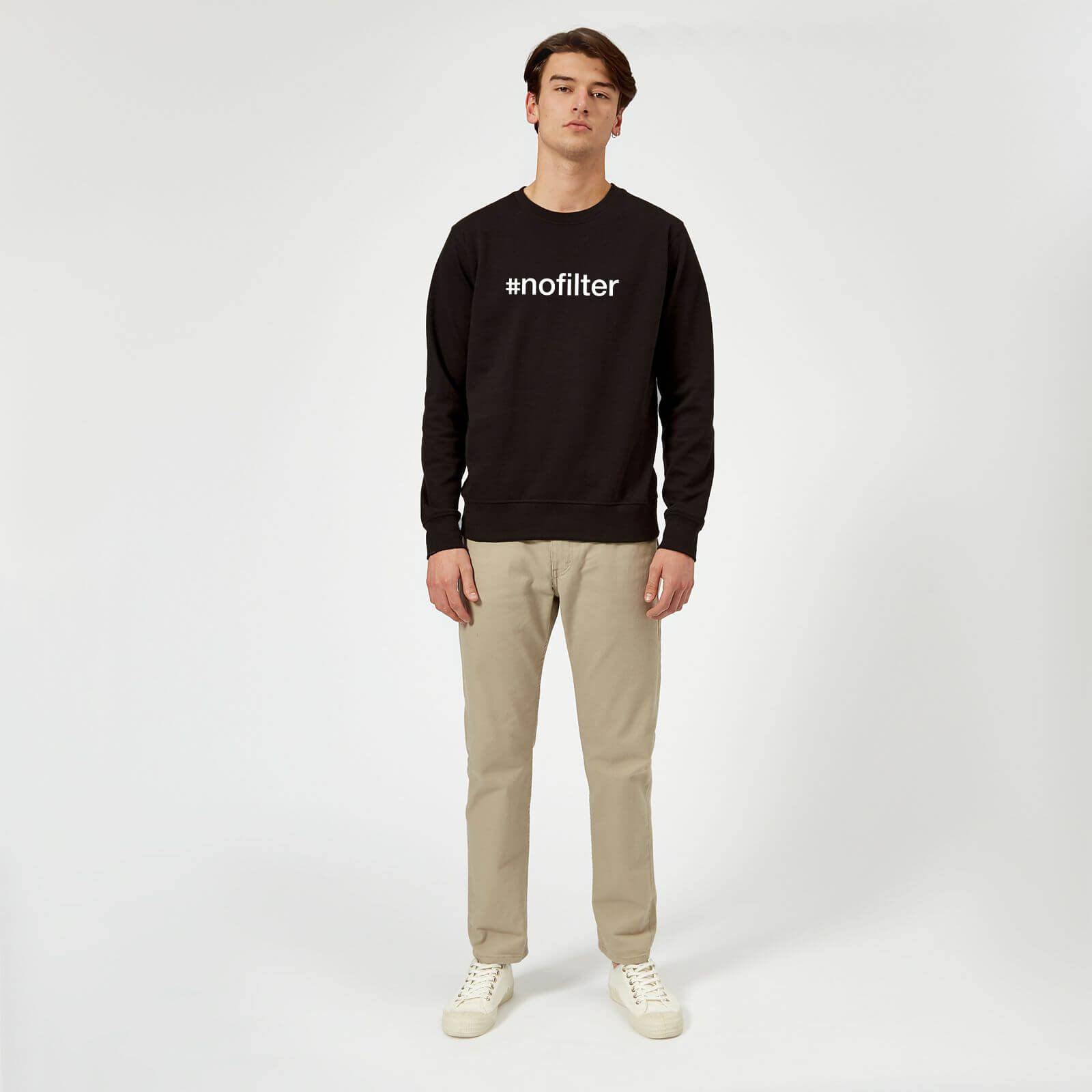 T-Junkie #Nofilter Slogan Sweatshirt - Black - S - Black | adult