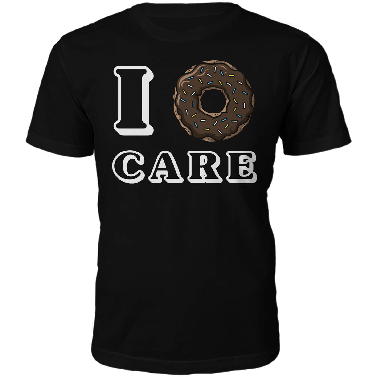 I Donut Care Slogan T-Shirt - Black - S - Black