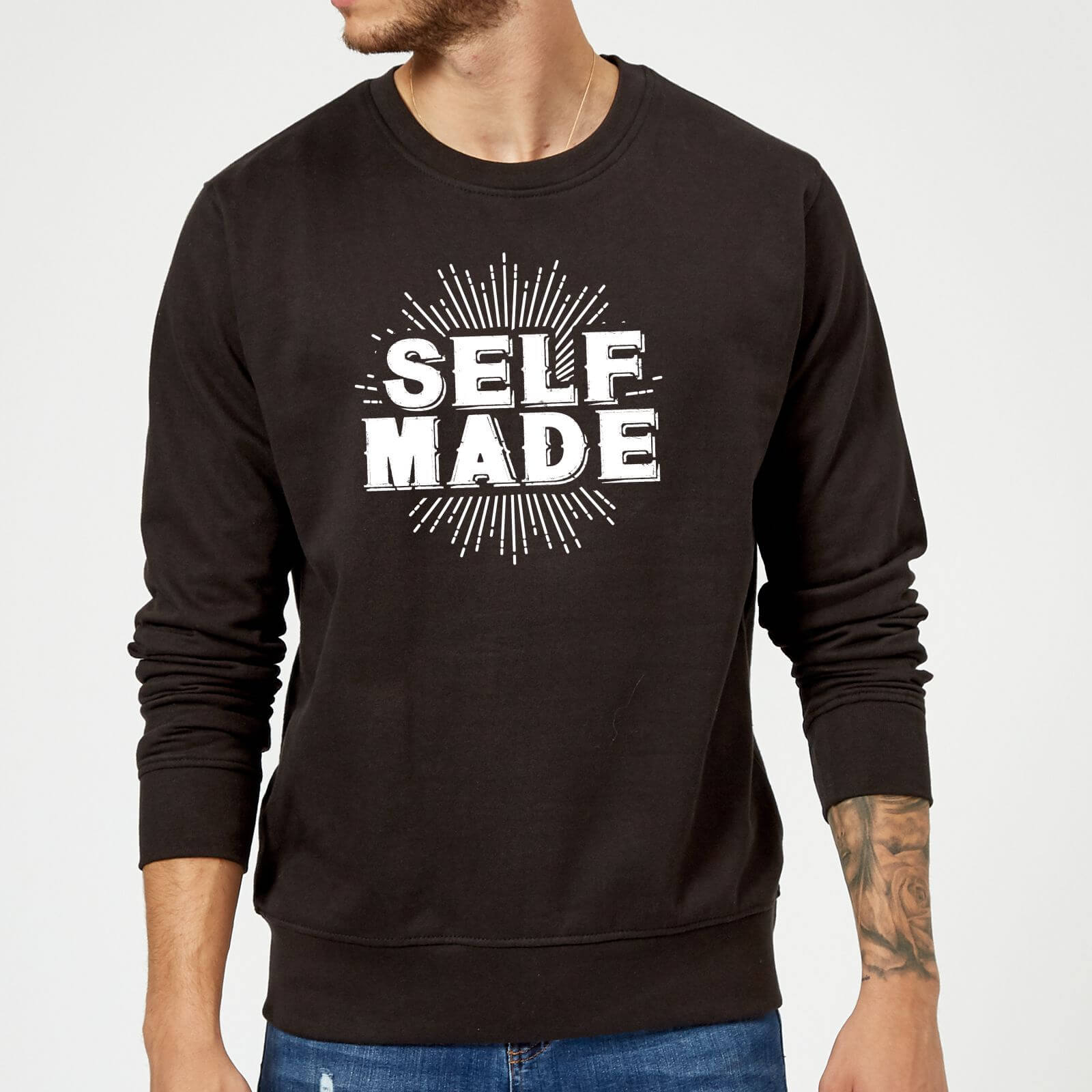 Self Made Slogan Sweatshirt - Black - S - Black