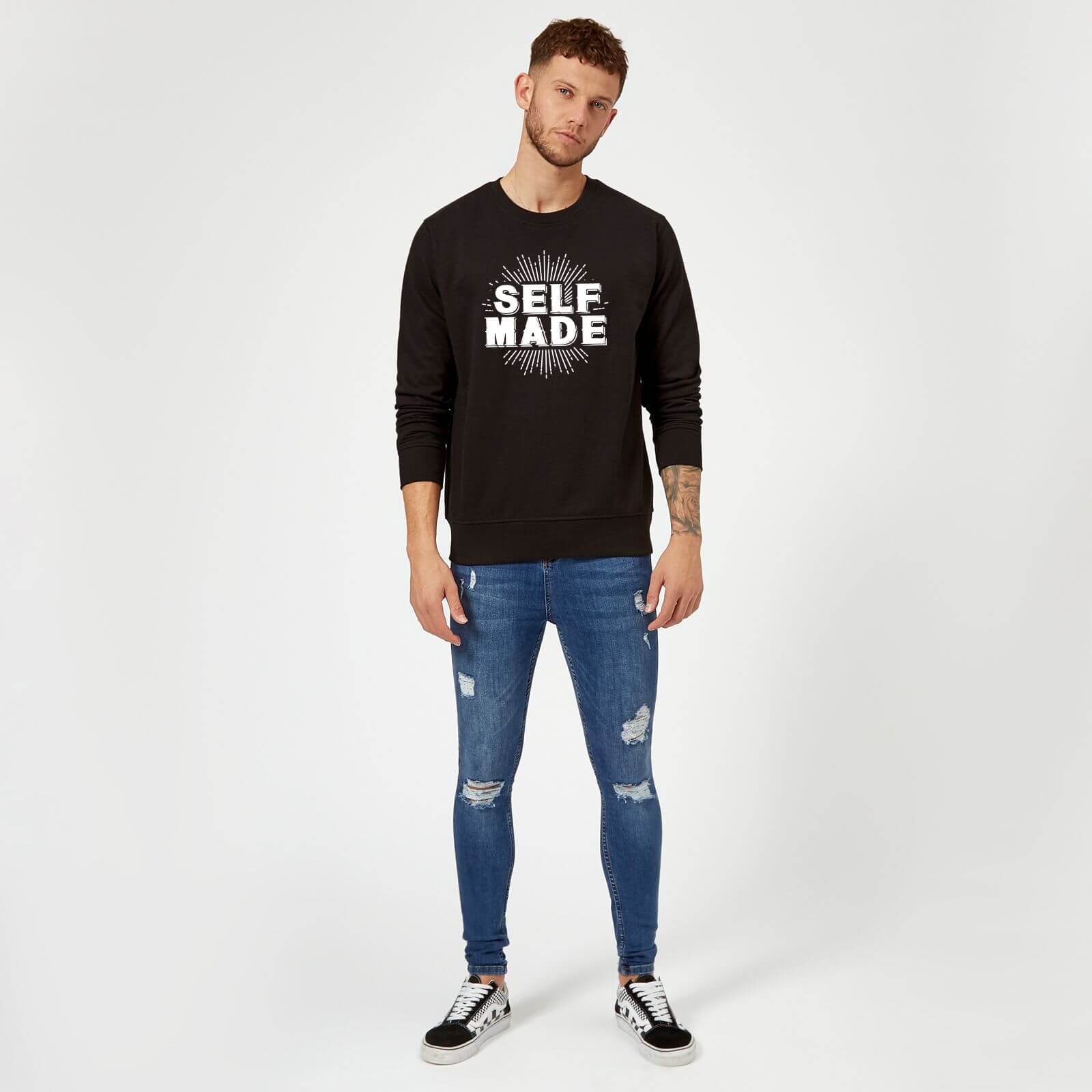 T-Junkie Self Made Slogan Sweatshirt - Black - XL - Black | adult