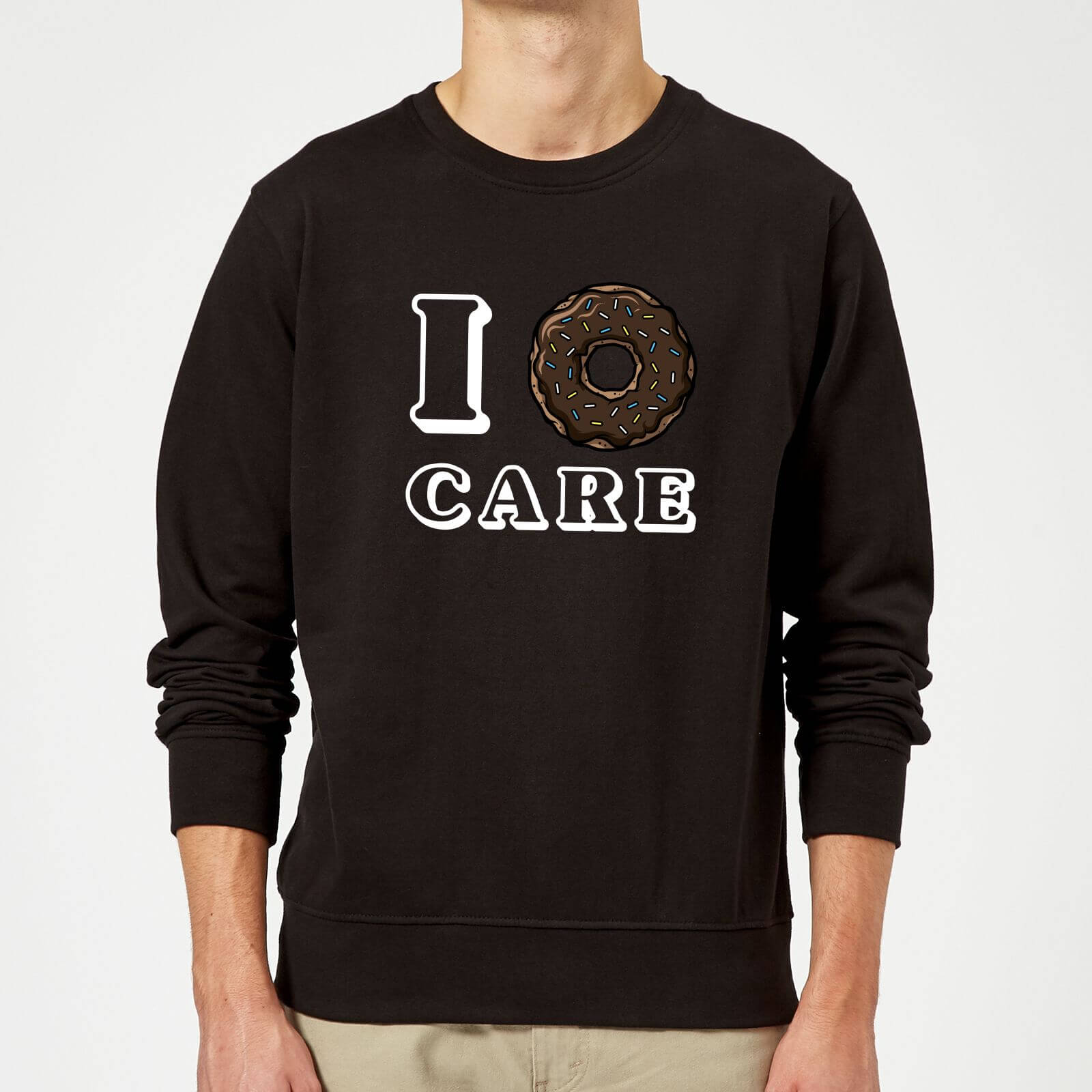 I Donut Care Slogan Sweatshirt - Black - S - Black