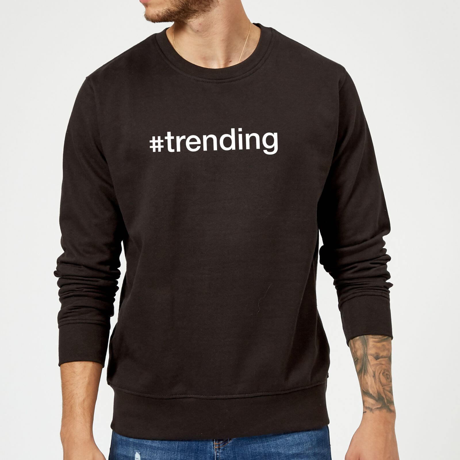 #Trending Slogan Sweatshirt - Black - S - Black